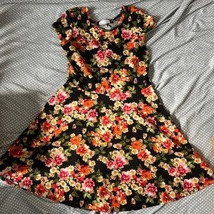 XL floral dress with black background